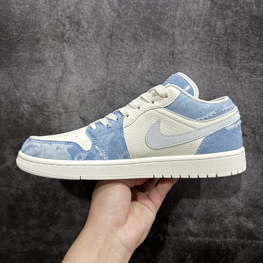 定制版AirJordan1LowAJ1乔1MLB联名-复古蓝牛仔高端定制低帮复古篮球鞋DC2024-02