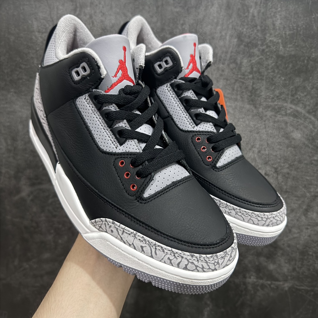 【莞产裁片版】Air Jordan 3 OG “Black Cement” 2024版aj3黑水泥出货  货号：DN3707-010nn原楦原纸板开发 确保原汁原味原厂皮料质感色泽绝无偏差完美中底拉帮 原厂中底钢印 原档案大底 如假白送 大底纹路气垫通透度PU的回弹性均百分百还原原厂电绣鞋舌飞人刺绣针数立体讲究精细欢迎对比正品原鞋  尺码：40.5-48.5 编码：LJQ480500-鞋库