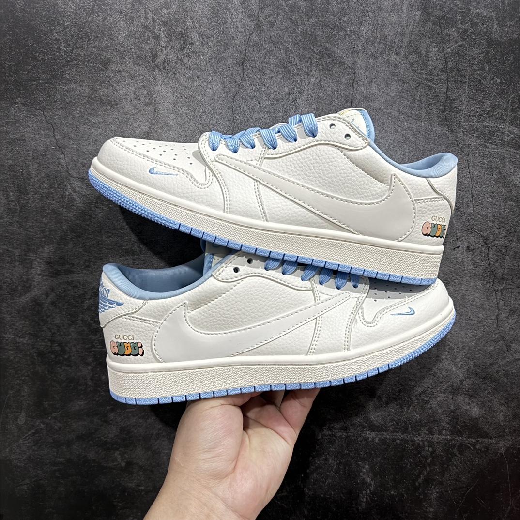 定制版TravisScottxNikeAirJordan1LowxGUCCI白天蓝AirJordan1L