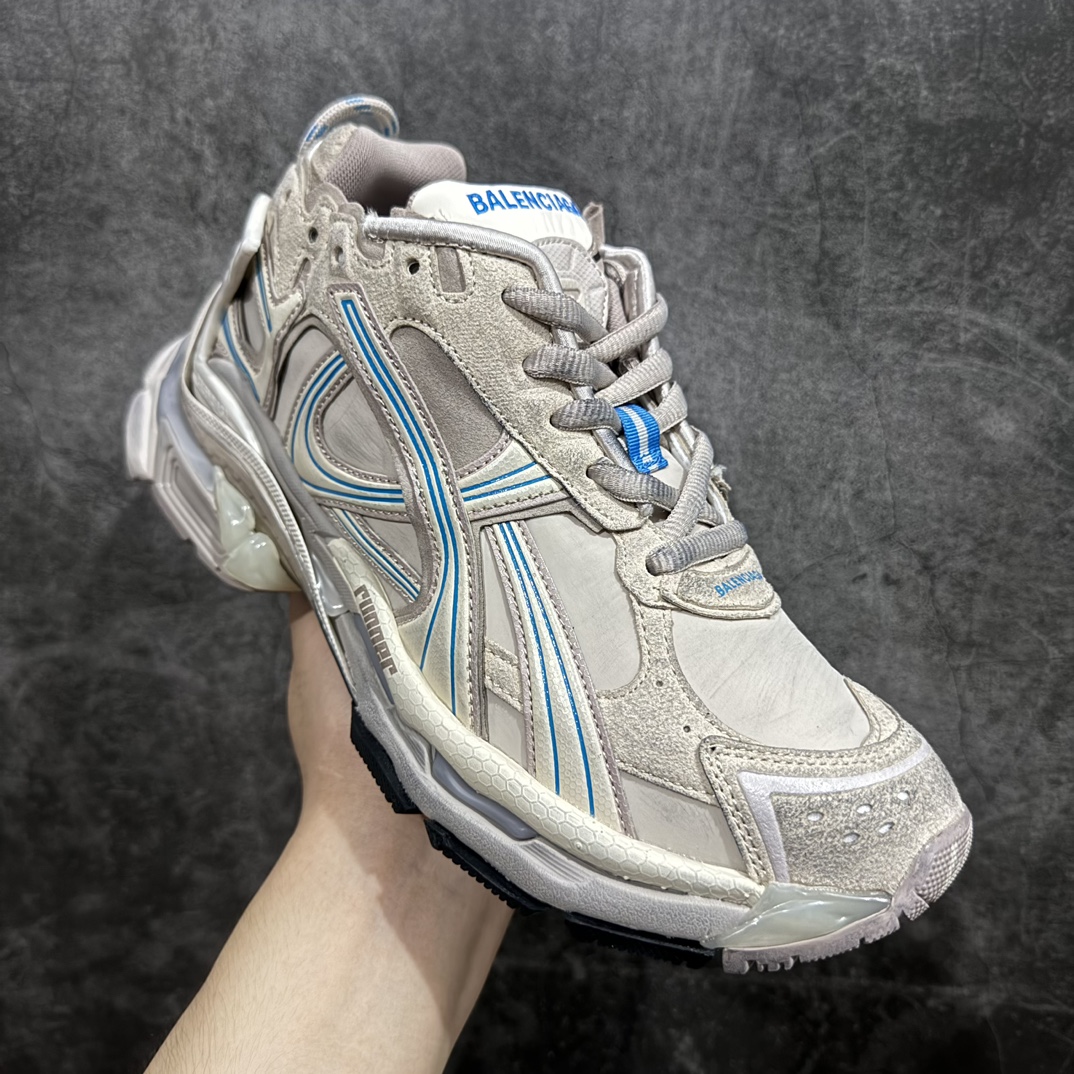 图片[3]-【纯原OK版本】Balenciaga Runner 巴黎世家7.5代 破坏风 手工做旧款复古老爹鞋 灰蓝色n全新外贸版本 核心配合工厂优势供应该款是通过溢胶 做旧 缝线等细节 展示了设计师 Demna的运动鞋风格 传递复古感 后侧板 翘起的鞋头 展示了 Demna 在结构上的未来构想  尺码：35 36 37 38 39 40 41 42 43 44 45 46 编码：DF500520-鞋库