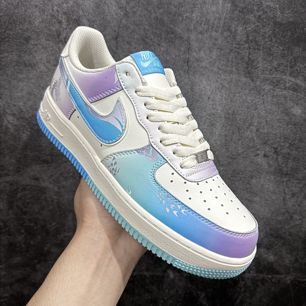 定制版NikeAirForce1Low07龙年限定蓝紫渐变原楦头原纸板打造纯正低帮空军版型专注外贸渠道全