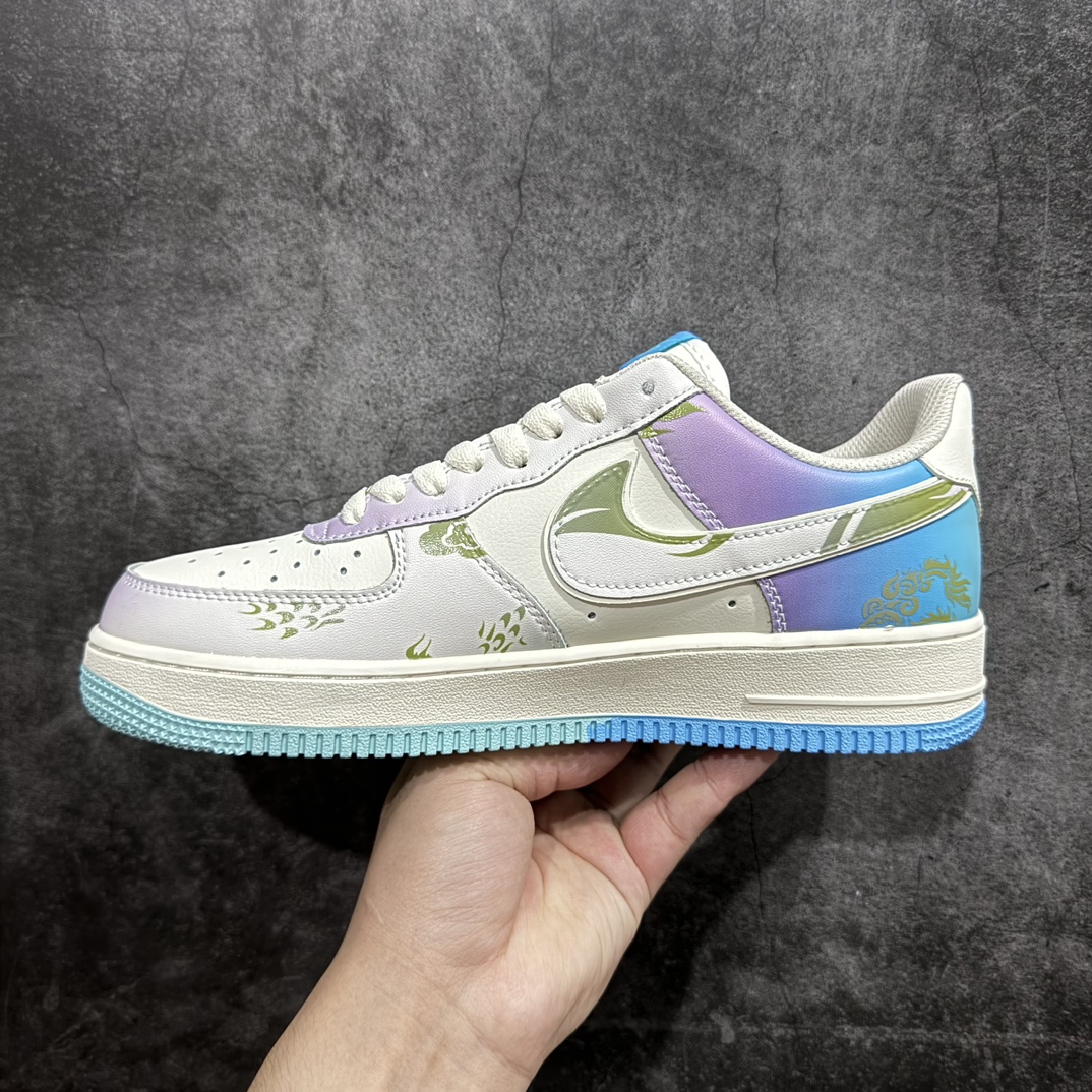 定制版NikeAirForce1Low07龙年限定蓝紫渐变原楦头原纸板打造纯正低帮空军版型专注外贸渠道全