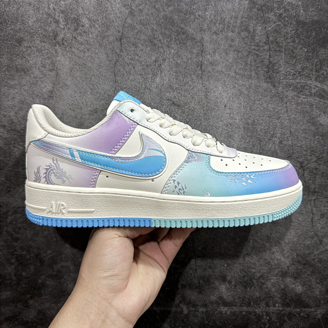 定制版NikeAirForce1Low07龙年限定蓝紫渐变原楦头原纸板打造纯正低帮空军版型专注外贸渠道全