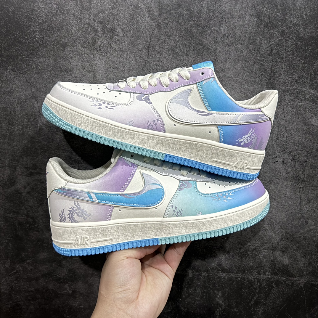 定制版NikeAirForce1Low07龙年限定蓝紫渐变原楦头原纸板打造纯正低帮空军版型专注外贸渠道全