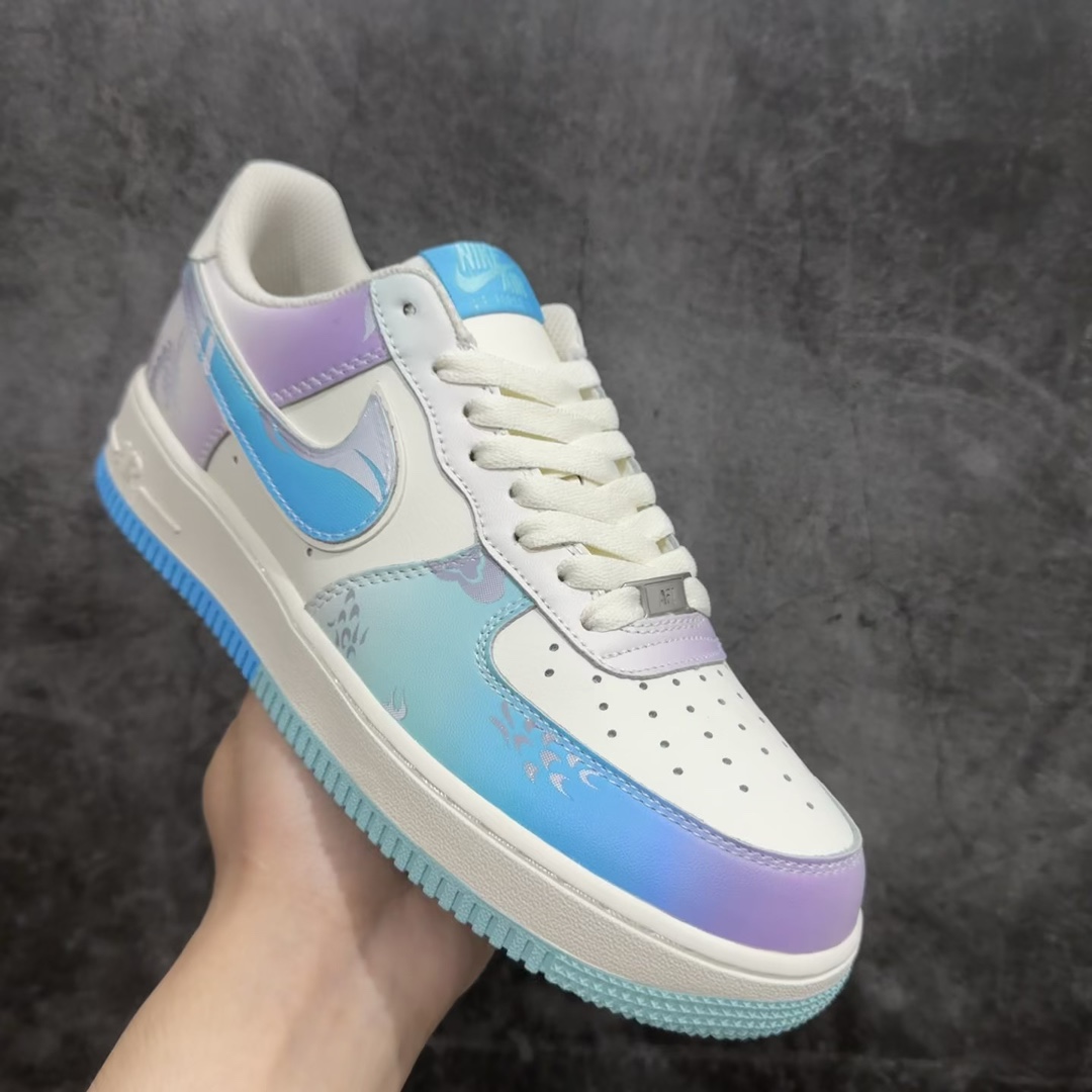 定制版NikeAirForce1Low07龙年限定蓝紫渐变原楦头原纸板打造纯正低帮空军版型专注外贸渠道全