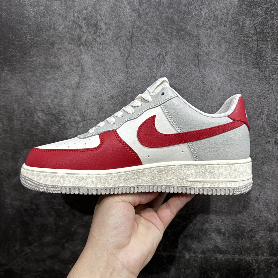 定制版NikeAirForce1Low白灰红空军一号低帮运动休闲板鞋原楦头原纸板打造纯正空军版型专注外贸