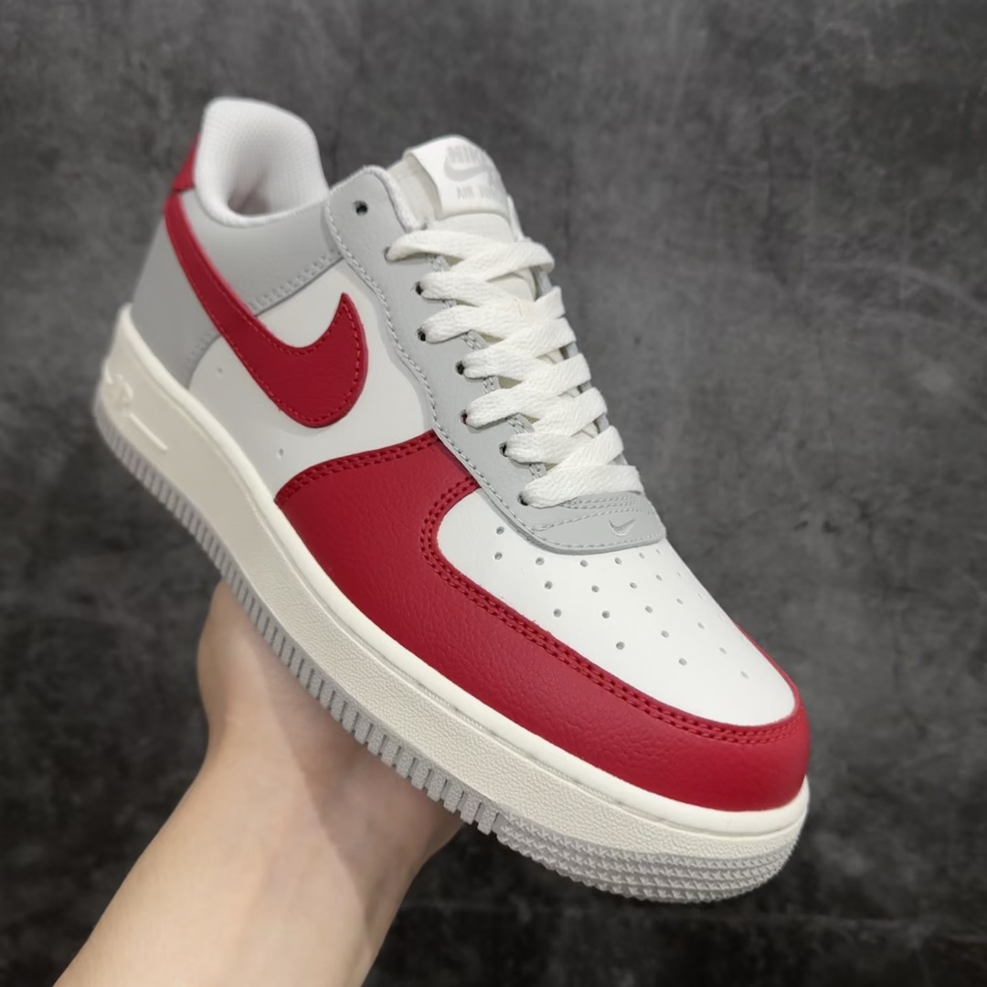 定制版NikeAirForce1Low白灰红空军一号低帮运动休闲板鞋原楦头原纸板打造纯正空军版型专注外贸