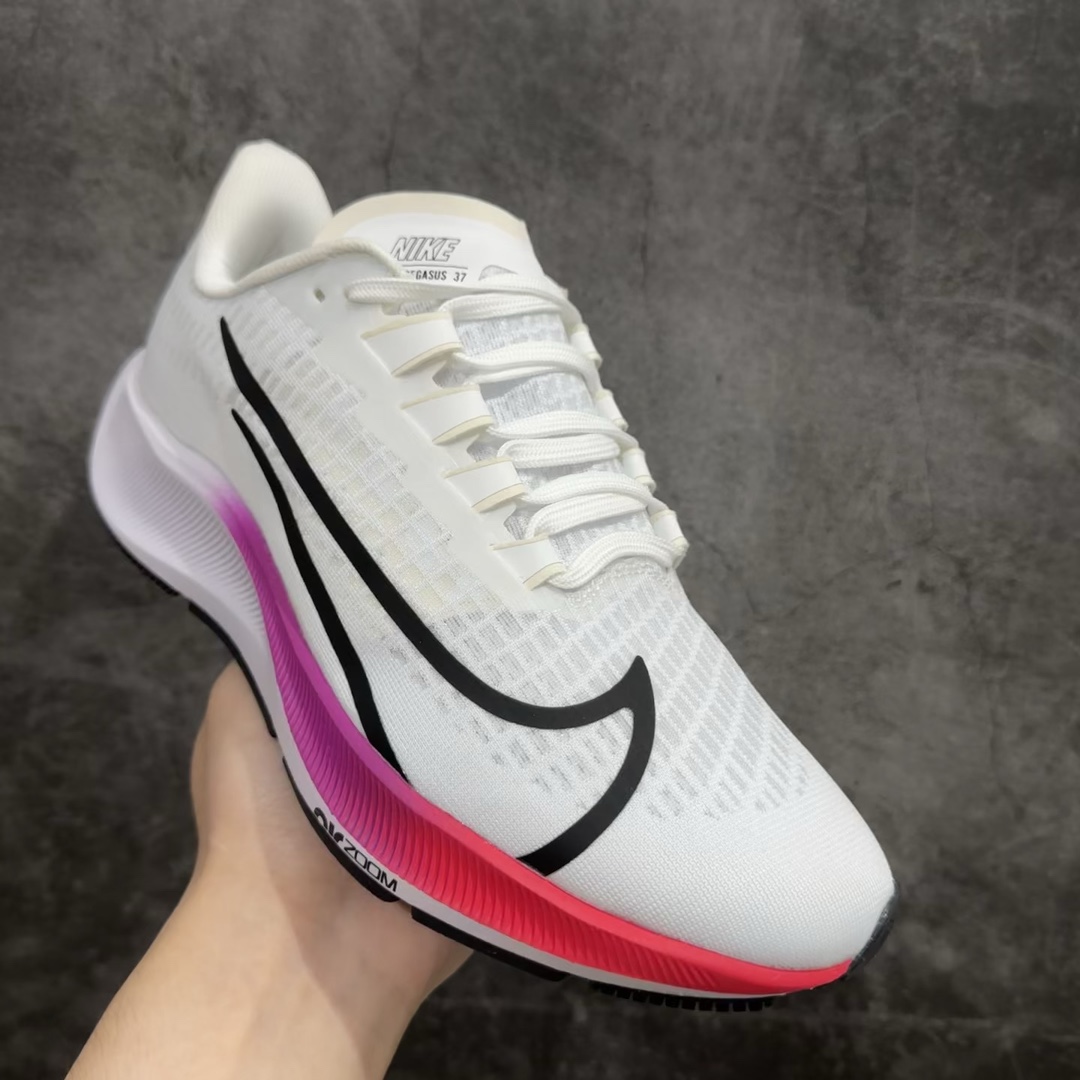 福利特价天猫原装NikeAirZoomPegasus37登月缓震休闲跑鞋彩虹BQ9646-103渠道货库