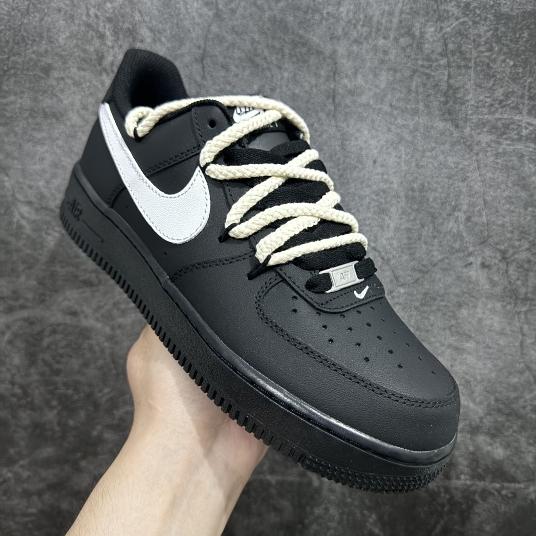 公司级NikeAirForce1Low07经典黑武士麻绳绑带原楦头原纸板打造纯正低帮空军版型专注外贸渠道