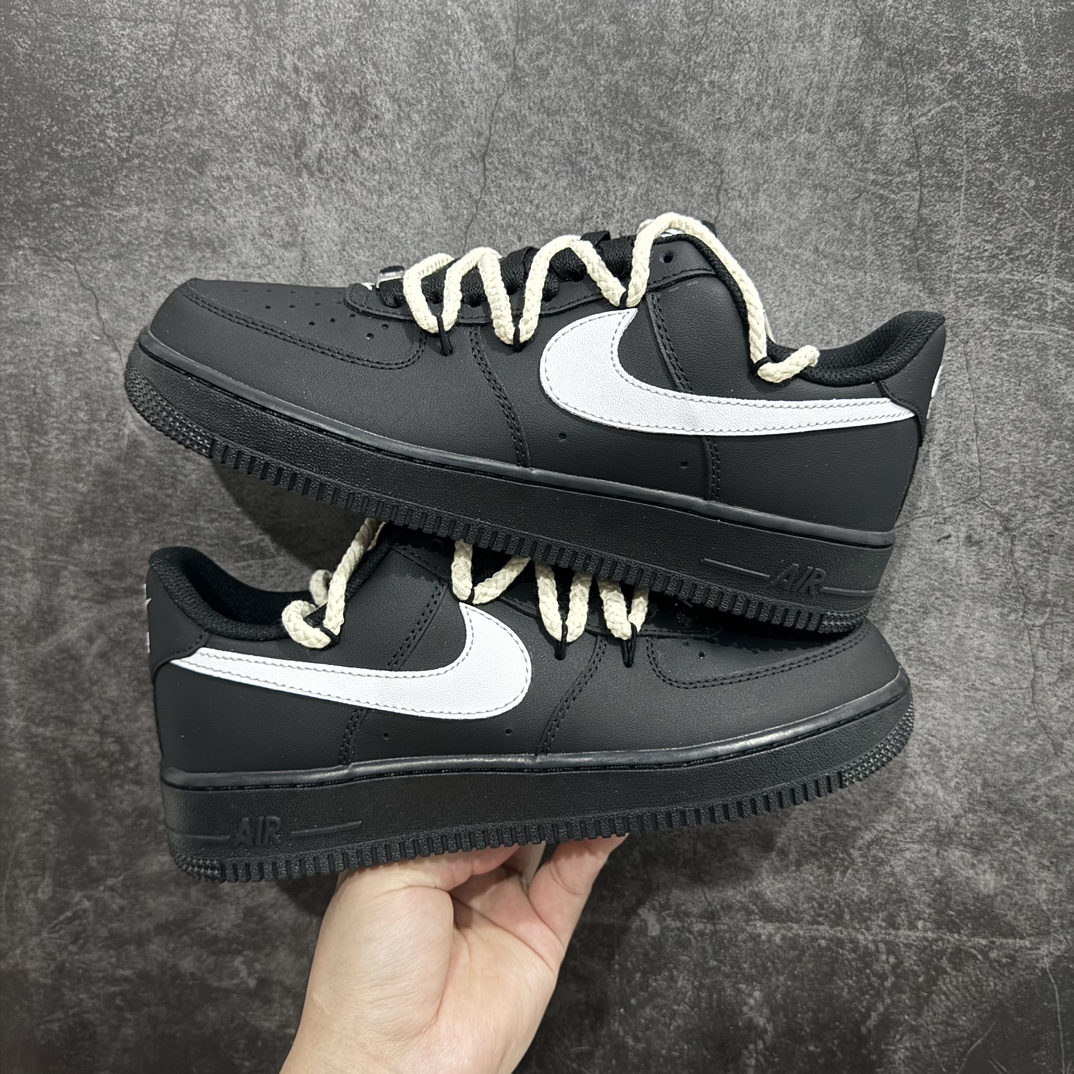 公司级NikeAirForce1Low07经典黑武士麻绳绑带原楦头原纸板打造纯正低帮空军版型专注外贸渠道