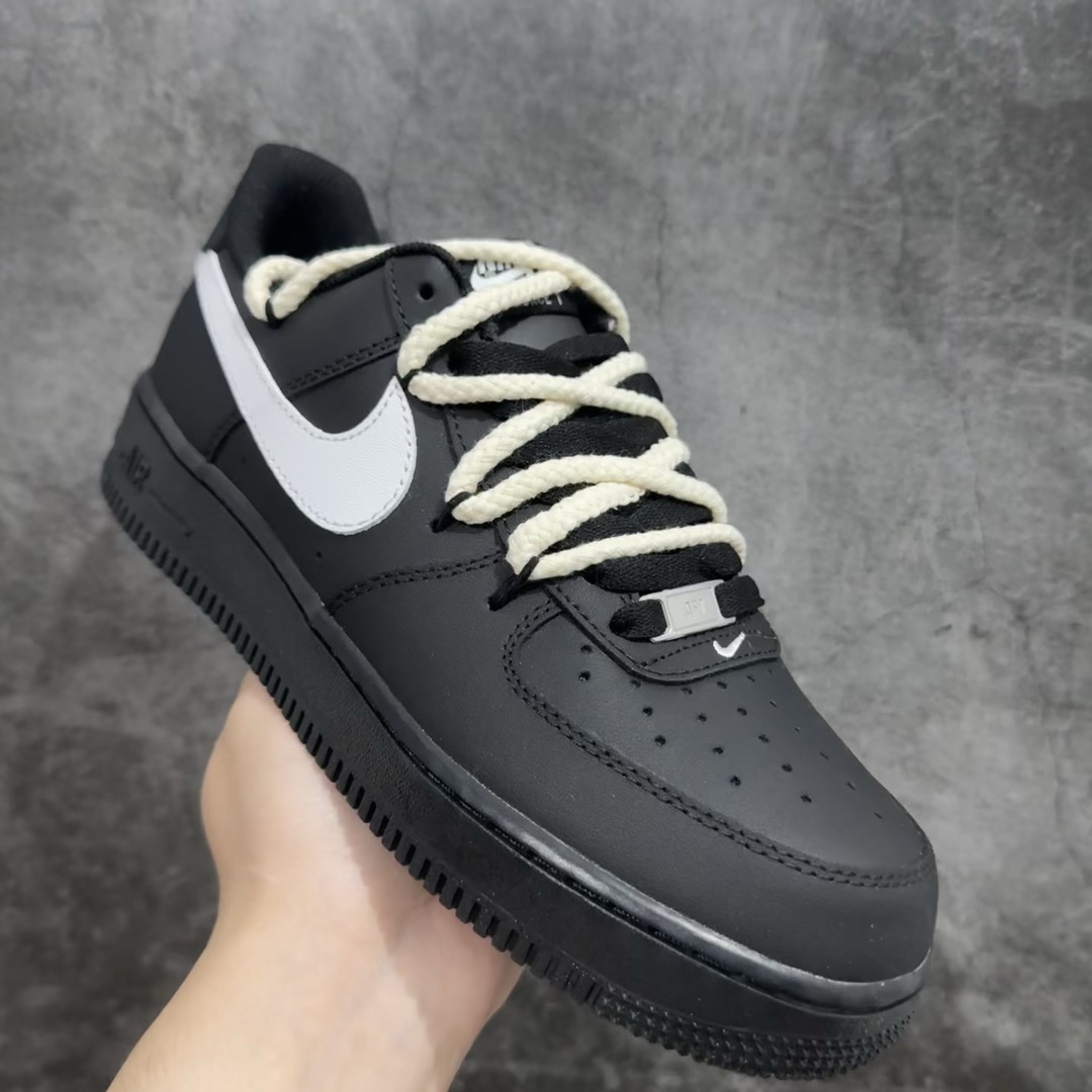 公司级NikeAirForce1Low07经典黑武士麻绳绑带原楦头原纸板打造纯正低帮空军版型专注外贸渠道