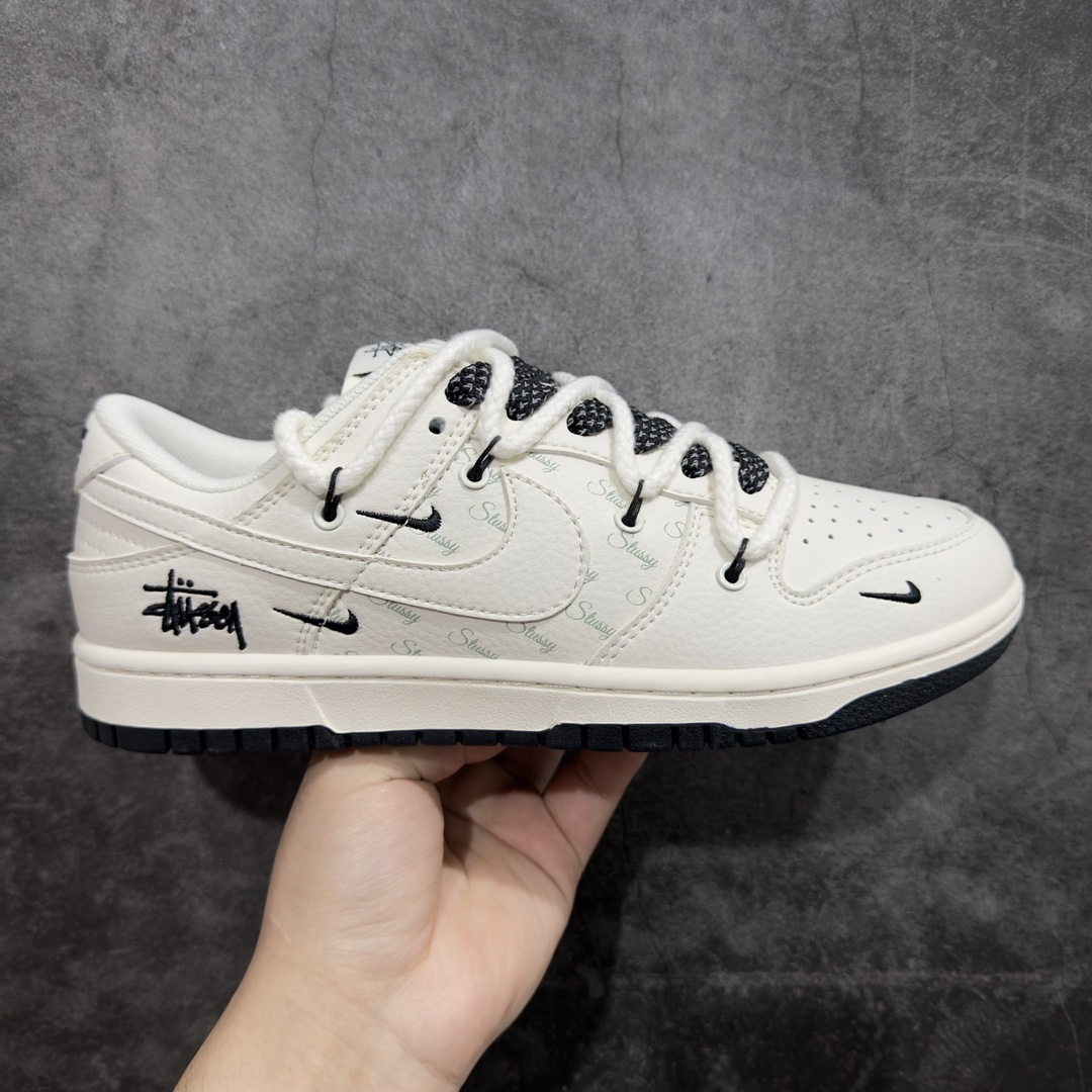 定制版NikeSBDunkLowxStussy米白黑三小钩绑带满天星纯原大厂出品极力推荐原装头层材料独家