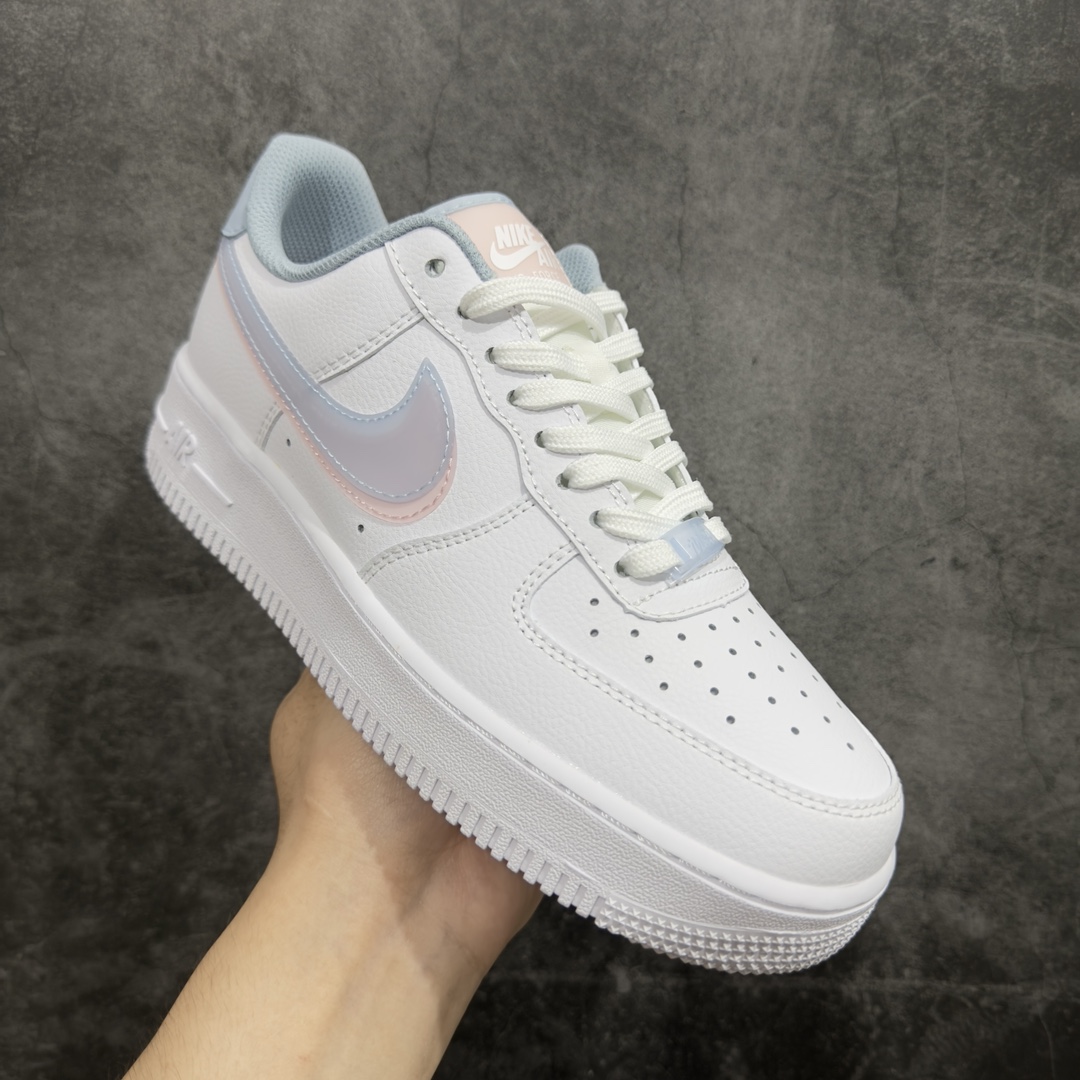 NikeAirForce1Low07DoubleSwoosh白蓝粉双钩原楦头原纸板打造纯正低帮空军版型专