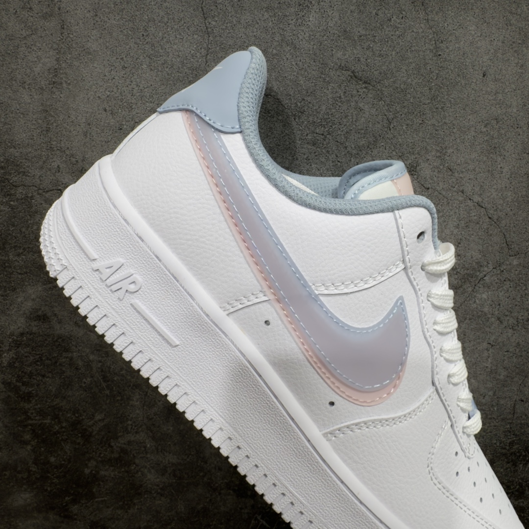 NikeAirForce1Low07DoubleSwoosh白蓝粉双钩原楦头原纸板打造纯正低帮空军版型专