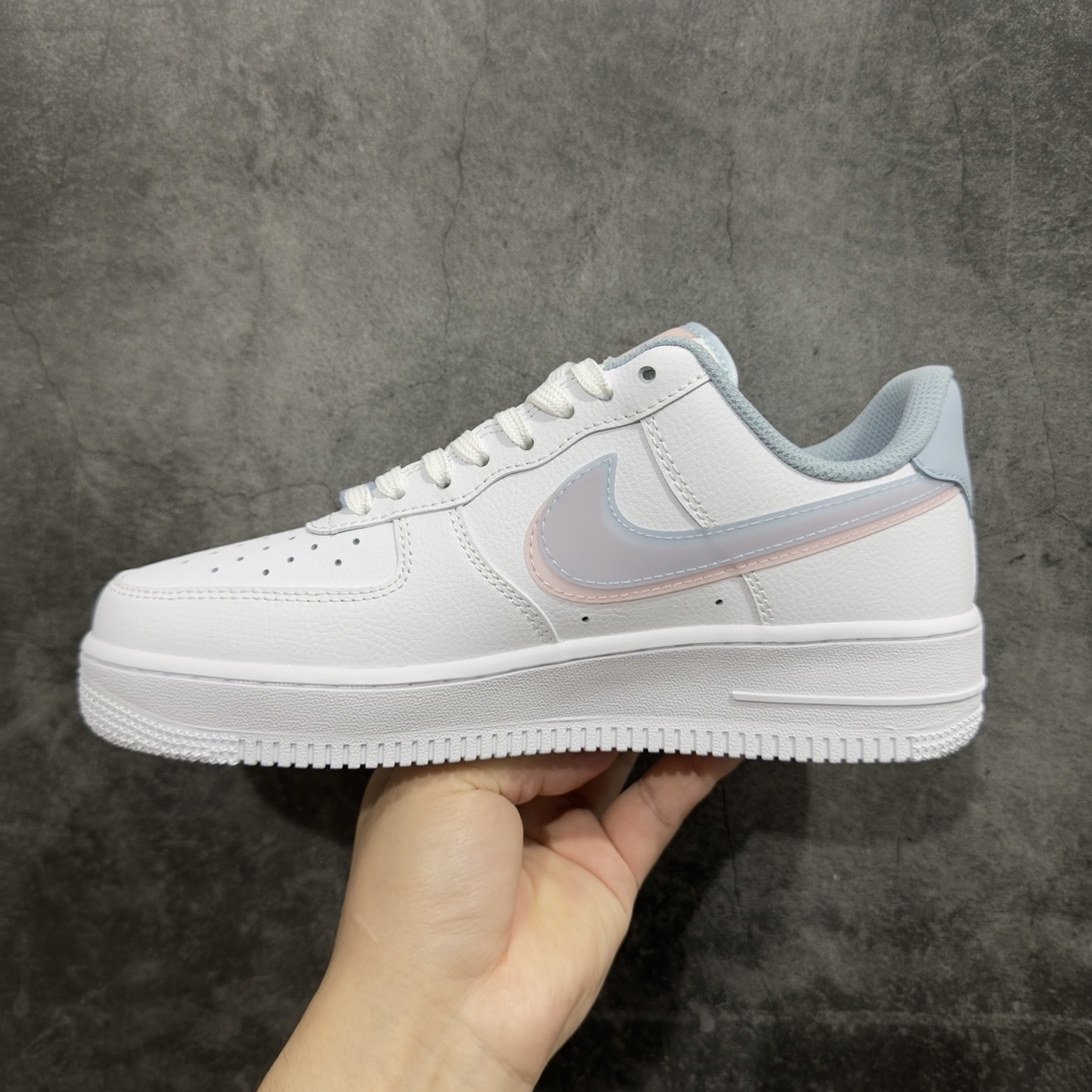 NikeAirForce1Low07DoubleSwoosh白蓝粉双钩原楦头原纸板打造纯正低帮空军版型专