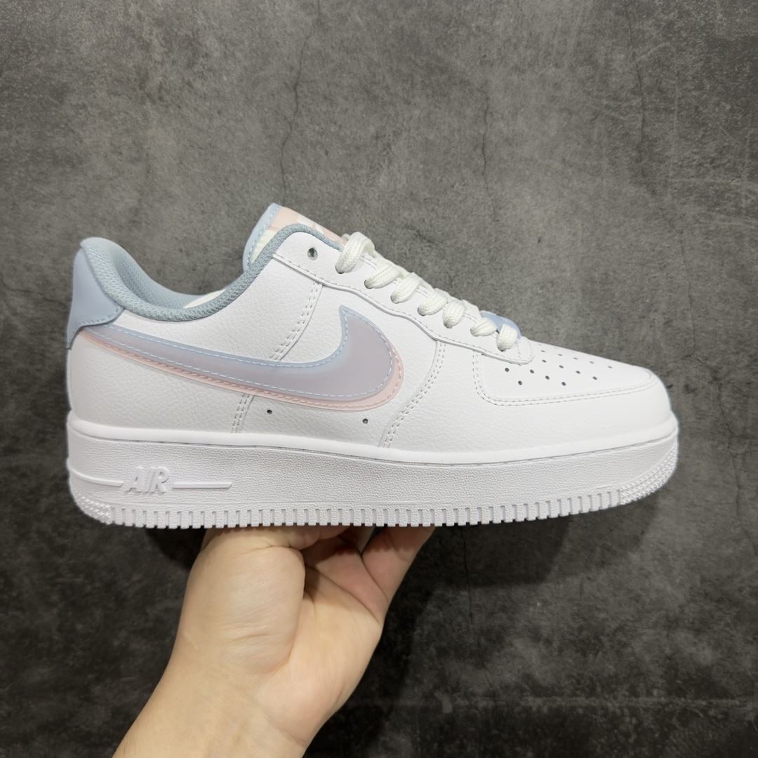 NikeAirForce1Low07DoubleSwoosh白蓝粉双钩原楦头原纸板打造纯正低帮空军版型专