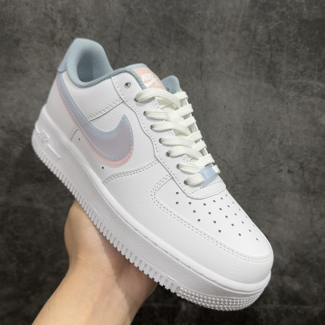 NikeAirForce1Low07DoubleSwoosh白蓝粉双钩原楦头原纸板打造纯正低帮空军版型专