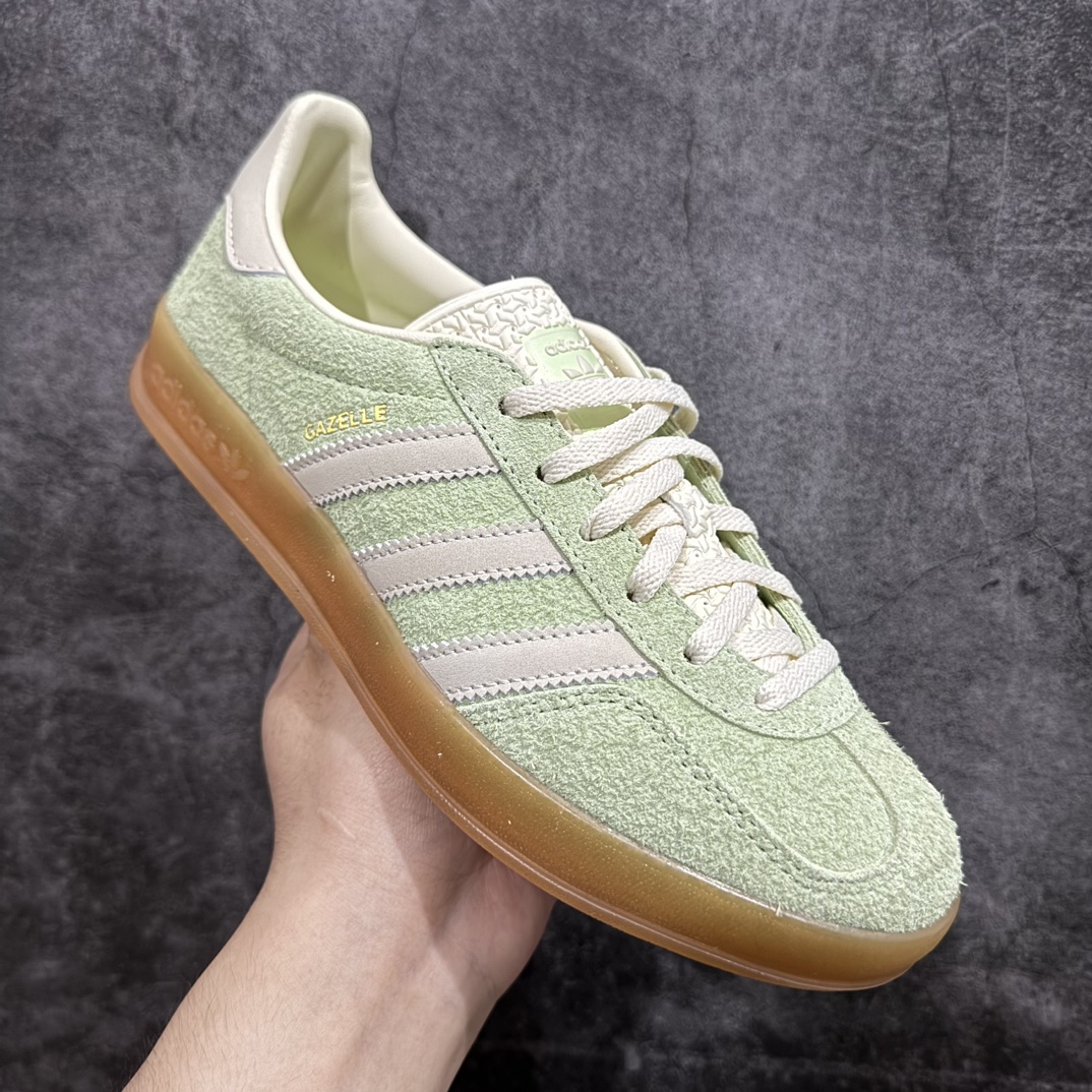 纯原软皮adidasOriginalsGazelleINdoor三叶草休闲防滑耐磨低帮板鞋纯原版本鞋头出