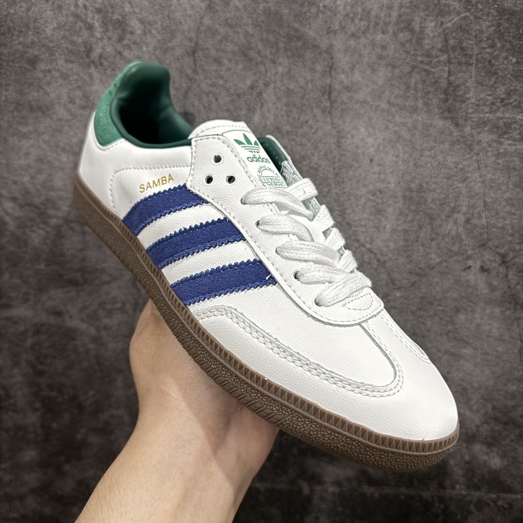 图片[3]-【正确版】Adidas Originals Samba OG\”White Navy Collegiate Green\”桑巴舞系列绅士德训足球风百搭低帮休闲运动板鞋“白深绿藏蓝焦糖底”IH4882n男女鞋真标半码制n升级原楦原纸版数据开发n采用移膜牛剖革组合翻毛皮饰片鞋面材质n内环保可再生海玻璃鞋垫#外置RB耐磨防滑橡胶大底 尺码：35⅔ 36 36⅔ 37⅓ 38 38⅔ 39⅓ 40 40⅔ 41⅓ 42 42⅔ 43⅓ 44 44⅔ 45 编码：DZTB200220-鞋库