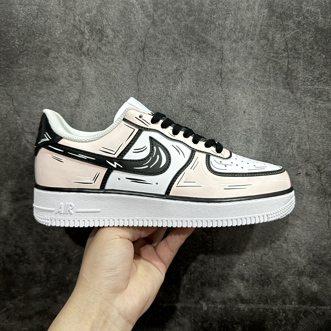 公司级NikeAirForce1Low耐克空军低帮休闲板鞋樱花粉二次元主题配色定制皮料原厂3D打印定制鞋