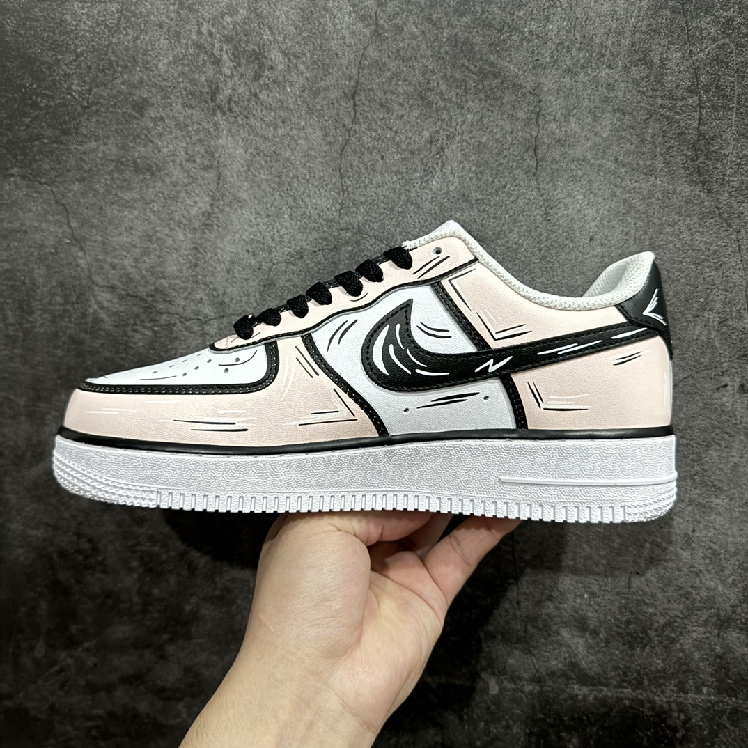 公司级NikeAirForce1Low耐克空军低帮休闲板鞋樱花粉二次元主题配色定制皮料原厂3D打印定制鞋