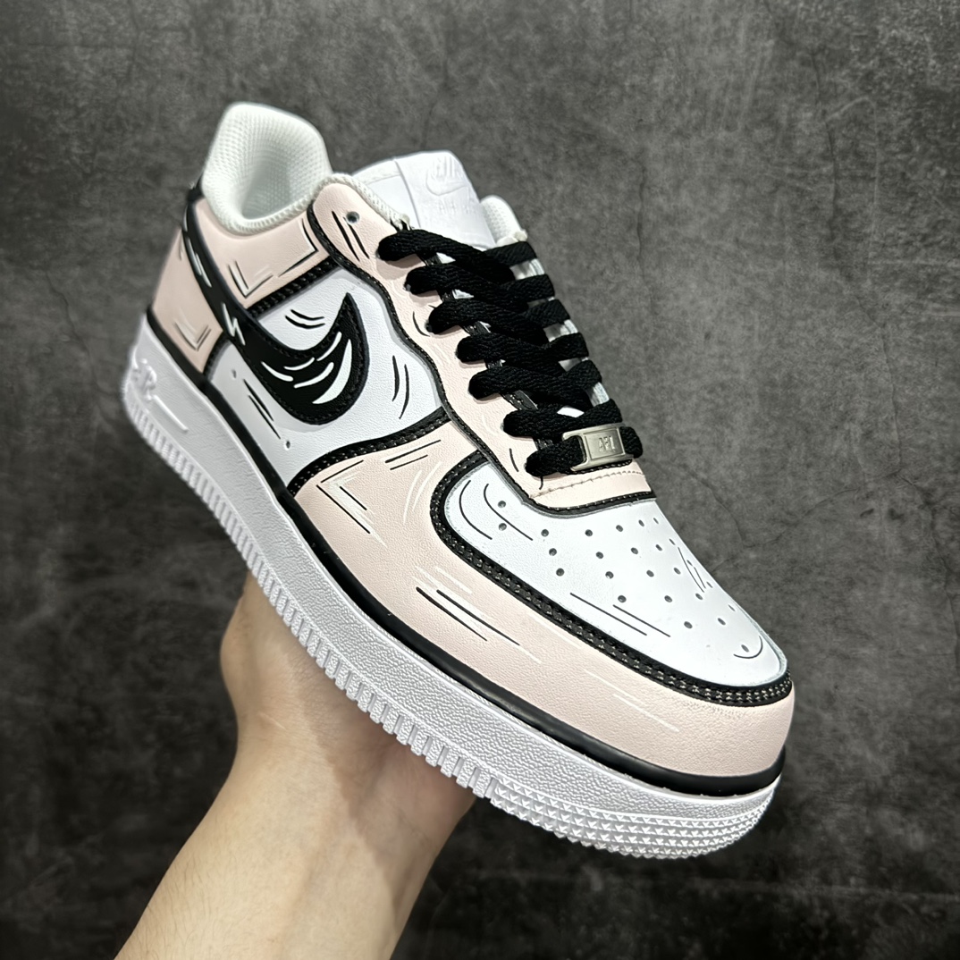 公司级NikeAirForce1Low耐克空军低帮休闲板鞋樱花粉二次元主题配色定制皮料原厂3D打印定制鞋