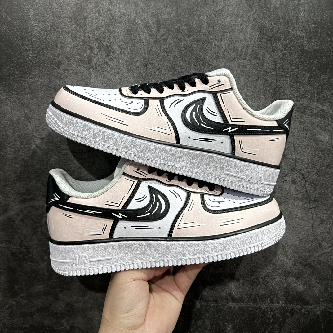 公司级NikeAirForce1Low耐克空军低帮休闲板鞋樱花粉二次元主题配色定制皮料原厂3D打印定制鞋