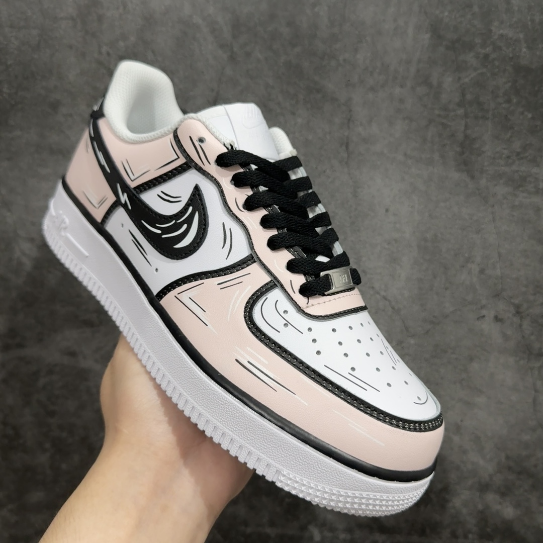 公司级NikeAirForce1Low耐克空军低帮休闲板鞋樱花粉二次元主题配色定制皮料原厂3D打印定制鞋