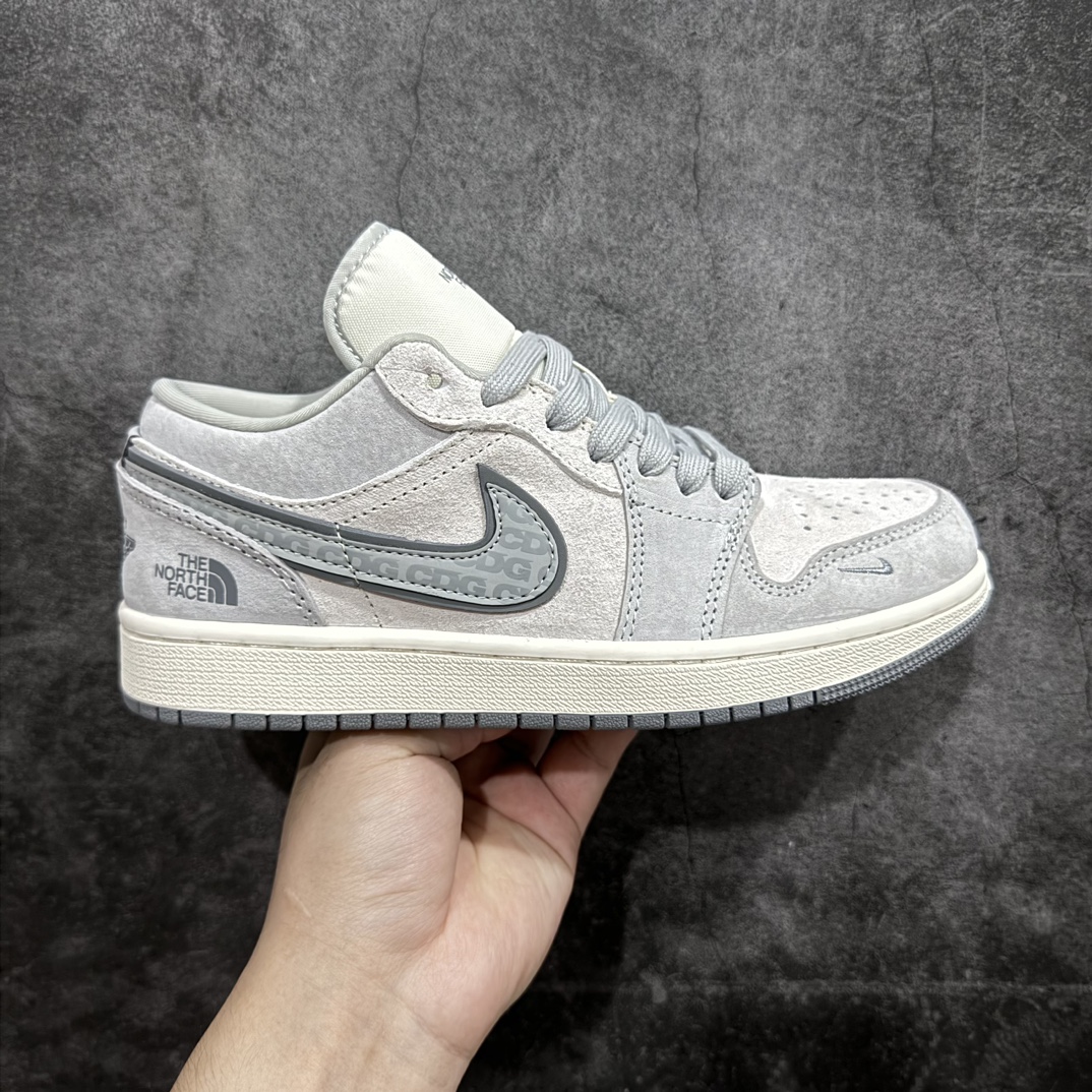 定制版AirJordan1LowAJ1乔1北面联名-翻毛灰高端定制低帮复古篮球鞋DM5688-111定制