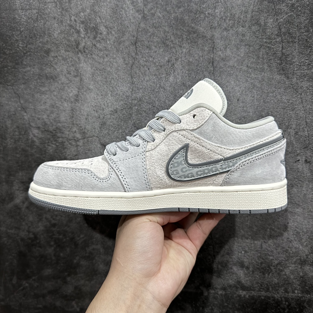 定制版AirJordan1LowAJ1乔1北面联名-翻毛灰高端定制低帮复古篮球鞋DM5688-111定制