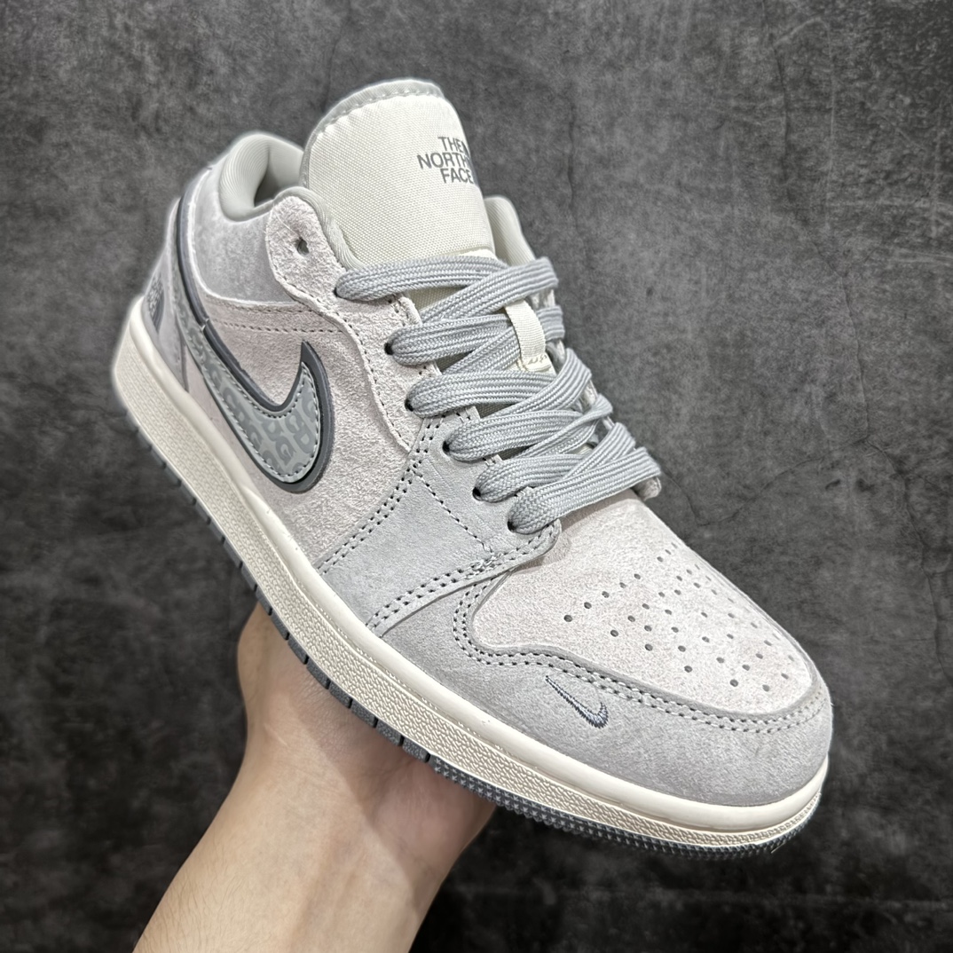 定制版AirJordan1LowAJ1乔1北面联名-翻毛灰高端定制低帮复古篮球鞋DM5688-111定制