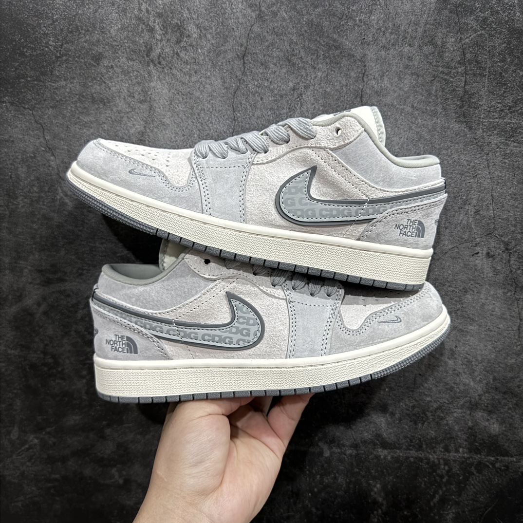 定制版AirJordan1LowAJ1乔1北面联名-翻毛灰高端定制低帮复古篮球鞋DM5688-111定制