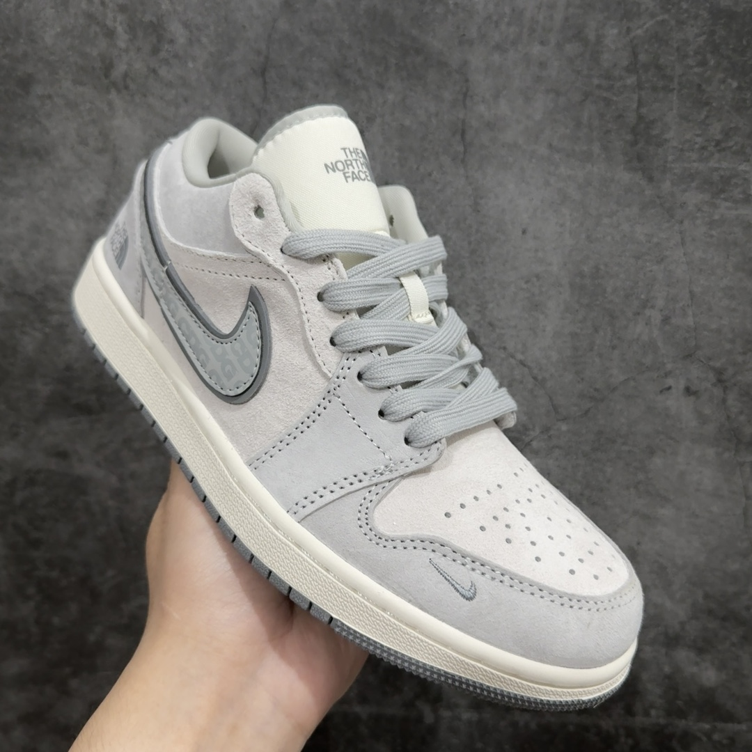 定制版AirJordan1LowAJ1乔1北面联名-翻毛灰高端定制低帮复古篮球鞋DM5688-111定制