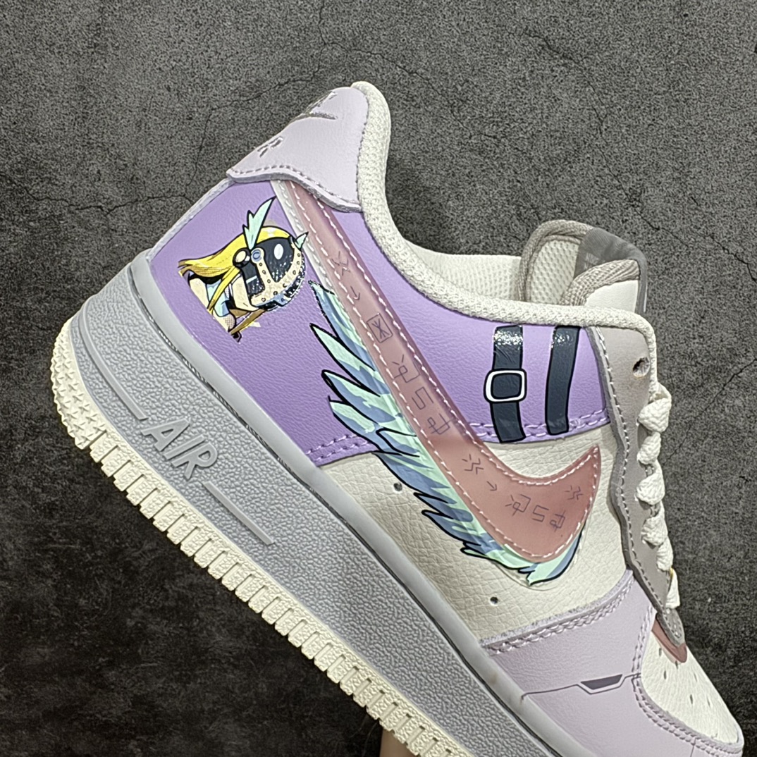 公司级NikeAirForce1Low07数码宝贝涂鸦仙女兽白紫原楦头原纸板打造纯正低帮空军版型专注外贸