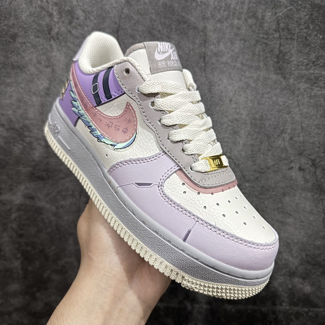 公司级NikeAirForce1Low07数码宝贝涂鸦仙女兽白紫原楦头原纸板打造纯正低帮空军版型专注外贸