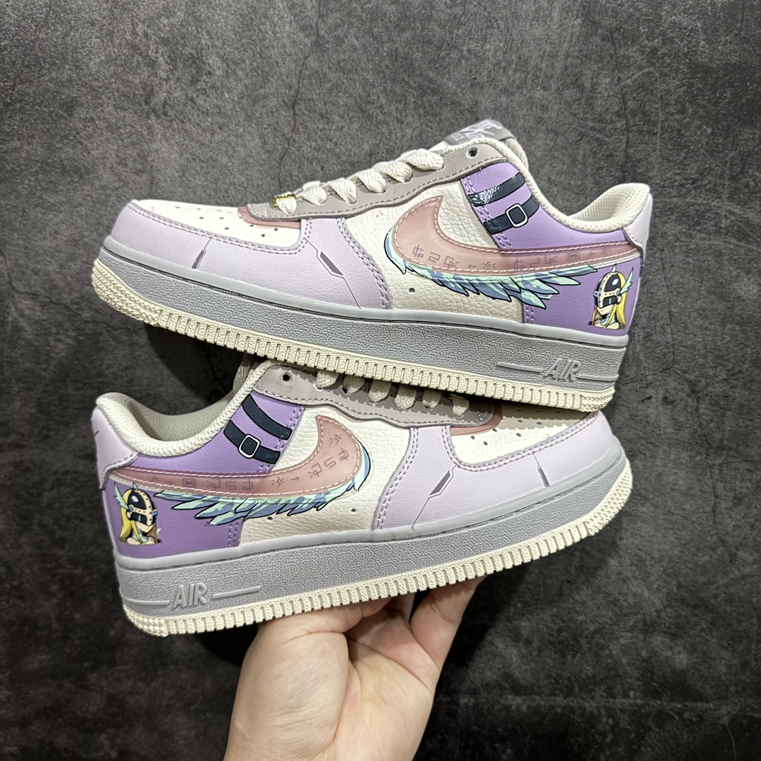 公司级NikeAirForce1Low07数码宝贝涂鸦仙女兽白紫原楦头原纸板打造纯正低帮空军版型专注外贸