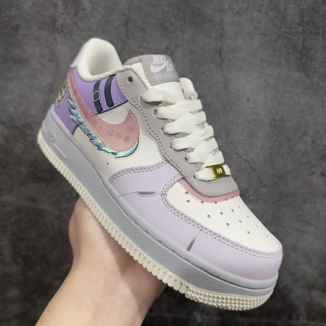 公司级NikeAirForce1Low07数码宝贝涂鸦仙女兽白紫原楦头原纸板打造纯正低帮空军版型专注外贸