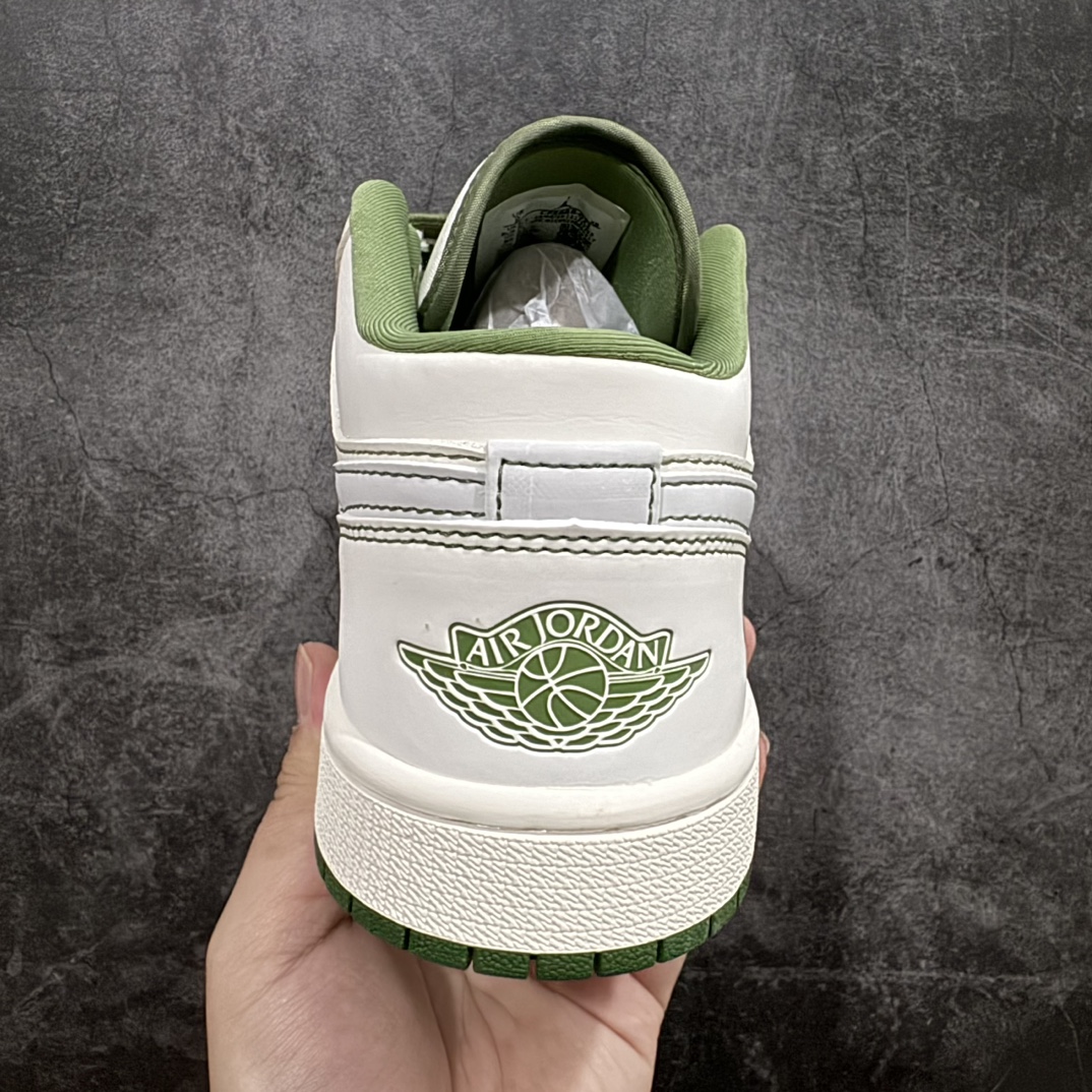 定制版AirJordan1LowAJ1乔1OFF-WHITE联名-米绿线条高端定制低帮复古篮球鞋CF36