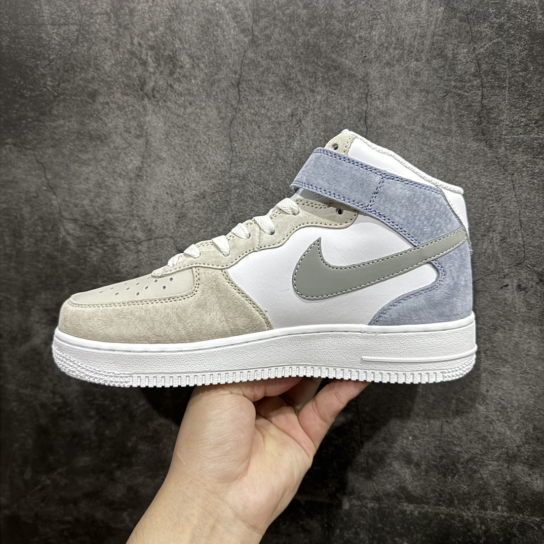 图片[2]-【定制版】Nike Air Force 1 Mid 07 麂皮灰白蓝n原楦头原纸板 打造纯正中帮空军版型 专注外贸渠道 全掌内置蜂窝气垫原盒配件 原厂中底钢印、拉帮完美官方货号：AL6896 557 Size：36 36.5 37.5 38 38.5 39 40 40.5 41 42 42.5 43 44 44.5 45 编码：LF310320-鞋库