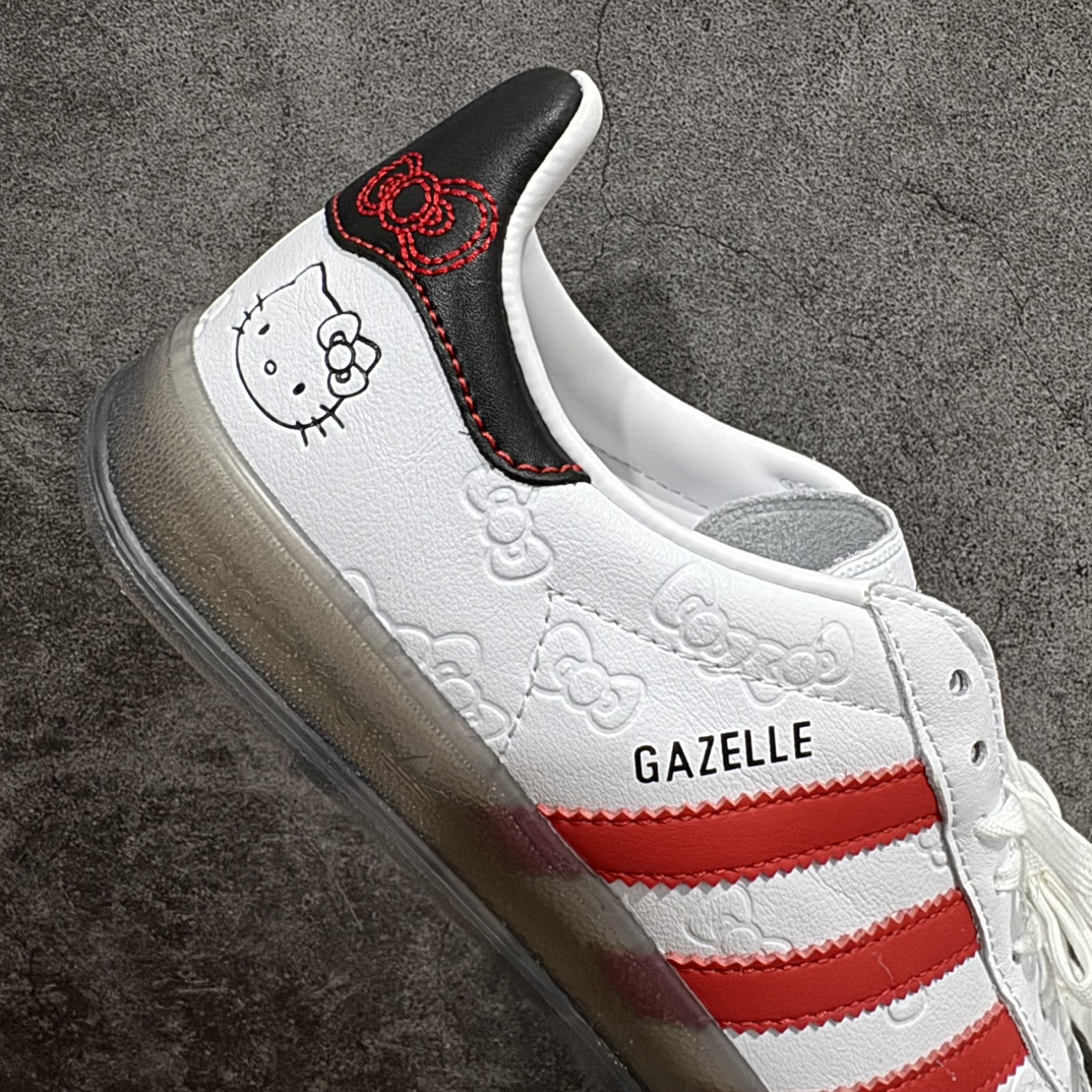 图片[7]-【正确版】凯蒂猫《Hello Kitty》x Adidas Gazelle Indoor Trainers\”Hello Kitty And Friends\”羚羊内训系列低帮复古百搭休闲运动德训风板鞋“联名白红黑凯蒂猫蝴蝶结印面”II0013nn男女鞋半码制n原楦开发版型采粒面移膜牛剖革组合用翻毛皮饰片鞋面材质n内环保海玻璃鞋垫 外置RB橡胶大底n 尺码：35 36 36⅔ 37⅓ 38 38⅔ 39⅓ 40 40⅔ 41⅓ 42 42⅔ 43⅓ 44 44⅔ 45 编码：DZ230250nn-鞋库