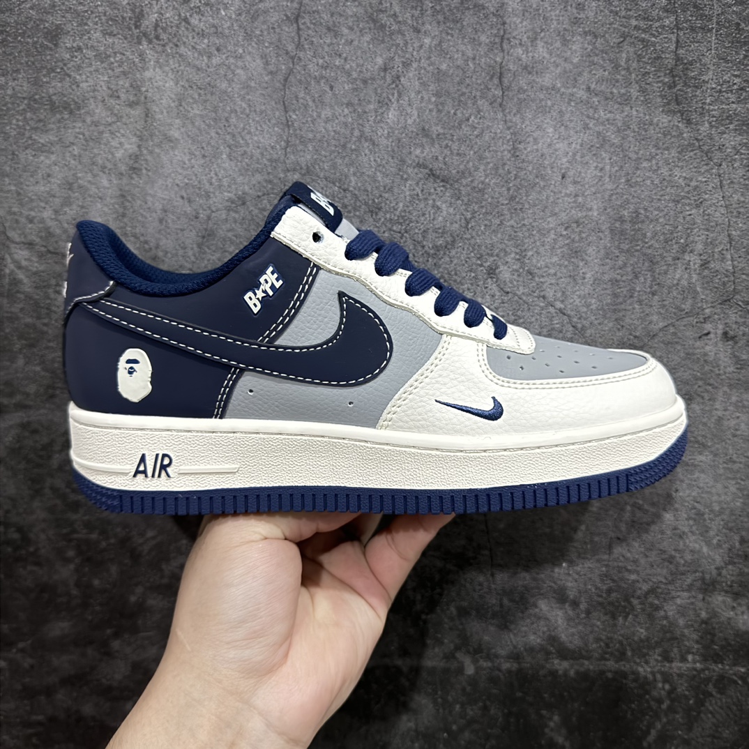 【公司级】Nk Air Force 1\’07 Low Bape联名-深蓝米灰 空军一号低帮休闲板鞋 BB6566-206rn#原楦头原纸板 原装鞋盒 定制五金配件 内置全掌气垫 原厂鞋底 r 尺码：36 36.5 37.5 38 38.5 39 40 40.5 41 42 42.5 43 44 44.5 45  编码：LF310320-鞋库