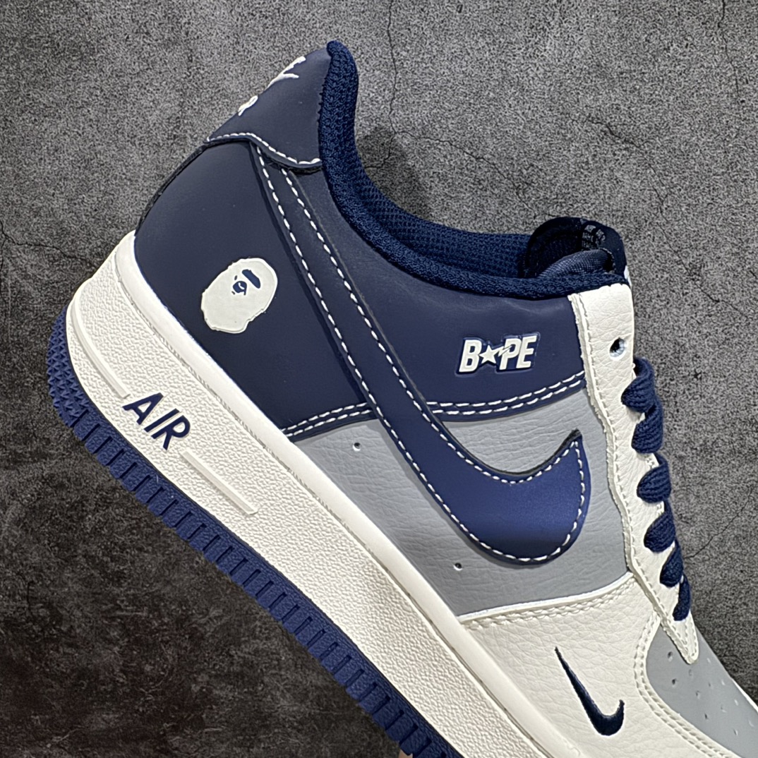 图片[7]-【公司级】Nk Air Force 1\’07 Low Bape联名-深蓝米灰 空军一号低帮休闲板鞋 BB6566-206rn#原楦头原纸板 原装鞋盒 定制五金配件 内置全掌气垫 原厂鞋底 r 尺码：36 36.5 37.5 38 38.5 39 40 40.5 41 42 42.5 43 44 44.5 45  编码：LF310320-鞋库