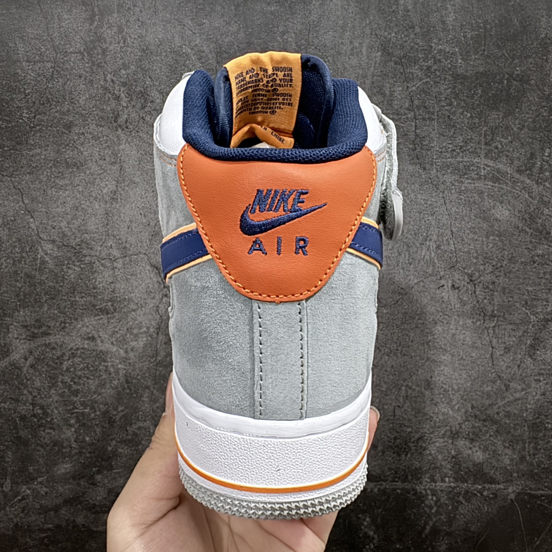 公司级NikeAirForce1Mid07麂皮灰蓝橙原楦头原纸板打造纯正中帮空军版型专注外贸渠道全掌内置