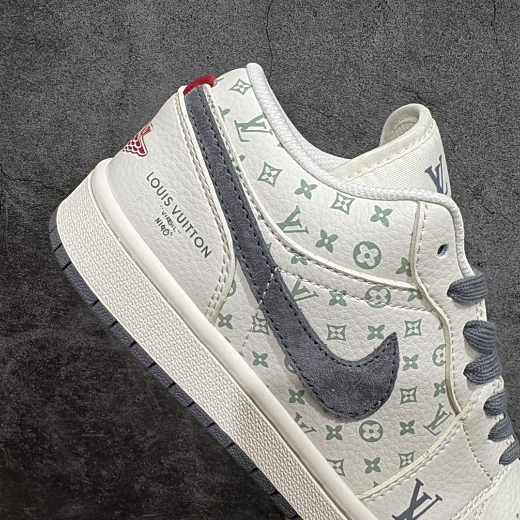 定制版AirJordan1RetroLowxLouisVuitton白灰官方同步新色原装级产物拒绝公底立