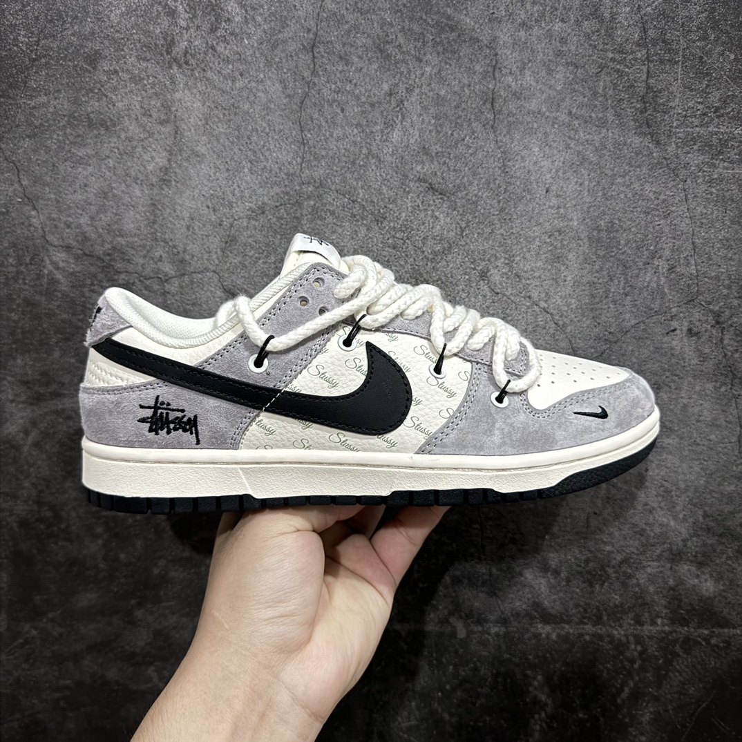 定制版NikeSBDunkLowxStussy白紫黑钩麻绳绑带纯原大厂出品极力推荐原装头层材料独家版型蒸