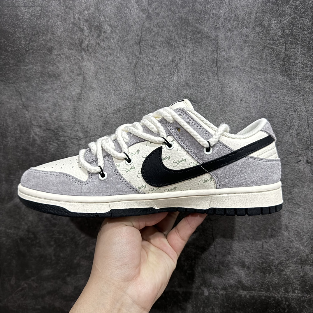 定制版NikeSBDunkLowxStussy白紫黑钩麻绳绑带纯原大厂出品极力推荐原装头层材料独家版型蒸