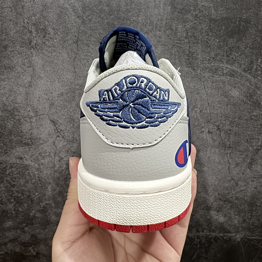 定制版 Travis Scott x Nike Air Jordan 1 Low x Champion 灰深蓝 QY1188-112