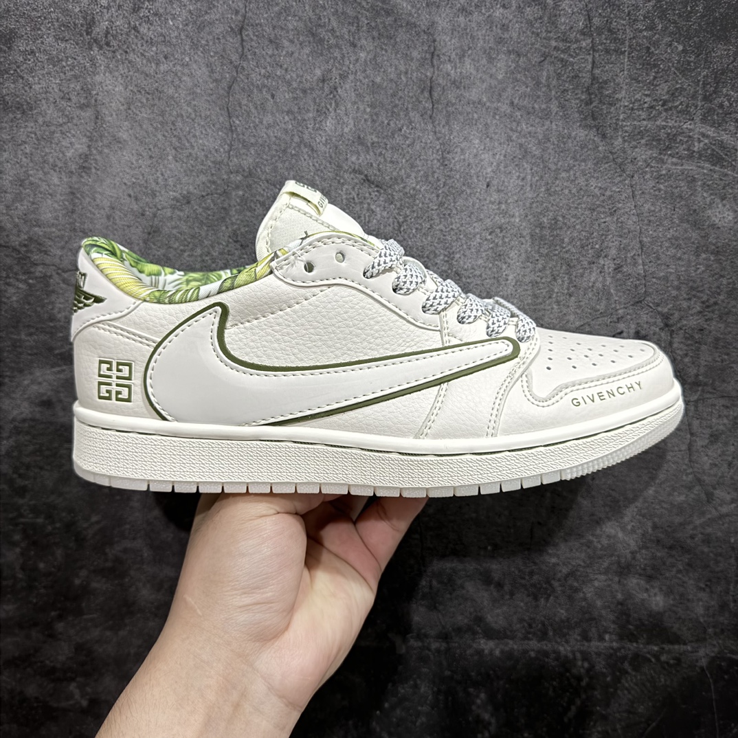 【定制版】Travis Scott x Nike Air Jordan 1 Low x GIVENCHY 白绿nAir Jordan 1 Low 反转白绿满天星倒钩 纯原版本n全鞋采用原装头层皮，用料扎实 精雕细琢n鞋型极致还原 飞翼3D打印改良 深度立体四线中底拉帮皮料选材 钢印 背胶一应俱全 全新批次 原装原模大底全鞋原厂定制皮料，手感细腻正确折边工艺 完美细节诠释 官方货号：XY2688 119 Size：36 36.5 37.5 38 38.5 39 40 40.5 41 42 42.5 43 44 44.5 45 编码：HXS320340-鞋库