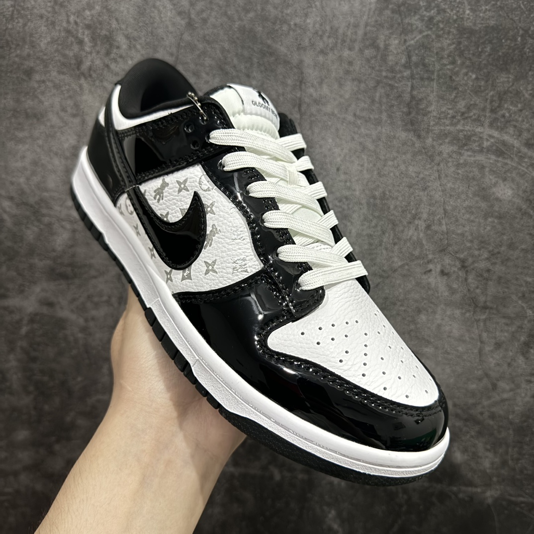 定制版 Nk SB Dunk Low LV联名-漆皮黑勾印花 周年高端定制 低帮休闲板鞋 DQ1098-358