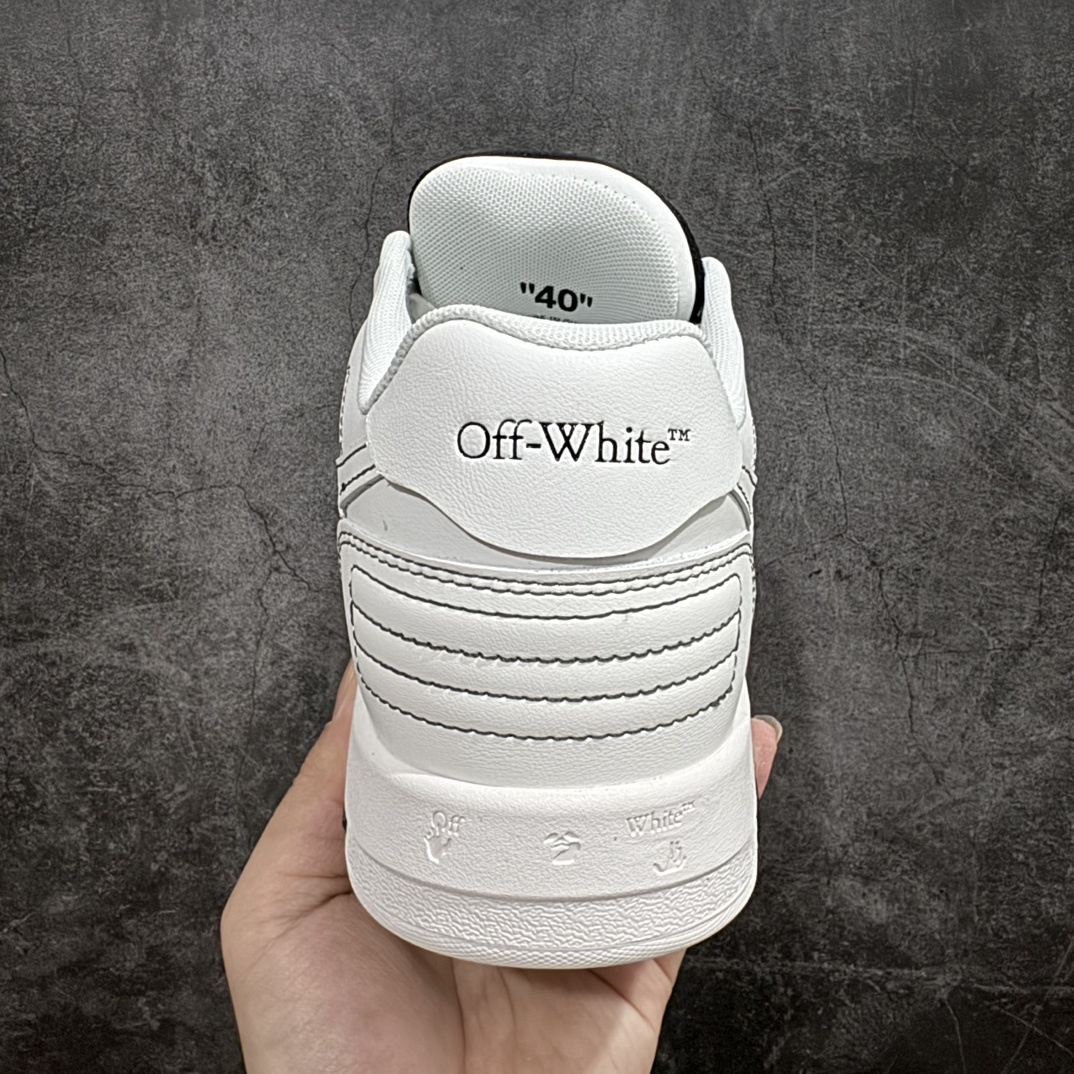 图片[4]-【纯原版】OFF-WHITE Out Of Office OW低帮时尚板鞋 黑白n杨幂同款 由经典配色打造 箭头符号、ZipTie 标签、1ogo印花等经典元素皆在此呈现 让人一眼明了 Off-White 的潮流身份 单品以黑白配色皮质制成 饰有品牌标志性 zip Tie 束线带吊牌 侧面饰有 Arrows 图案 展现出品牌对街头风格的偏爱 原厂原档案开发 原盒原标原厂头层皮料 官方原版设计 做工细节全方位对比原鞋  尺码：36 37 38 39 40 41 42 43 44 45 46 47 编码：DF380400-鞋库